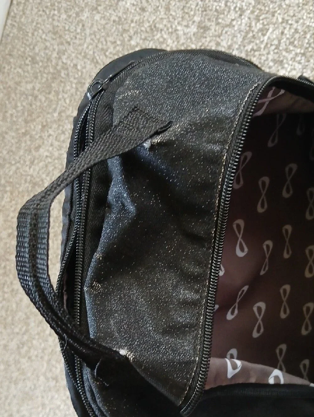 NFINITY Black Glitter Cheer Backpack with White Logos